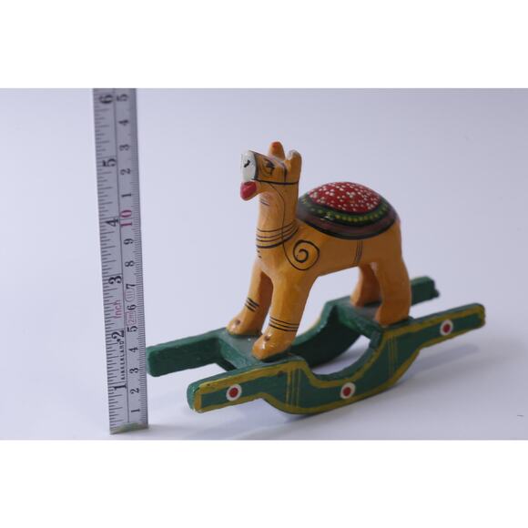 Vintage Wooden Rocking Camel, Figurine, Wooden Sculpture, Hand Carved, Painted - Picture 3 of 3